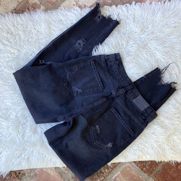Zara Basic Z1975 Denim Women’s High Waisted Black High Rise Ripped Jeans Size 2 - Picture 10 of 13